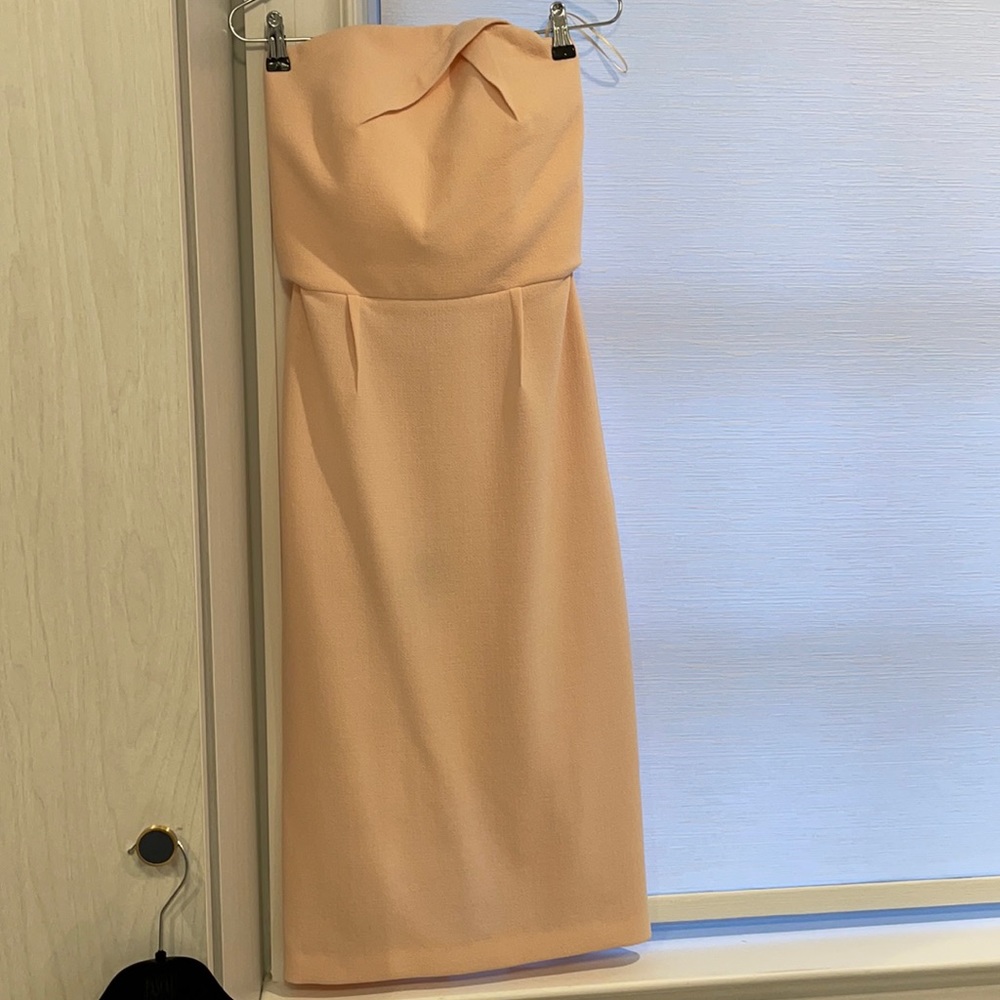 Roland Mouret for Bergdorf’s pink strapless midi dress